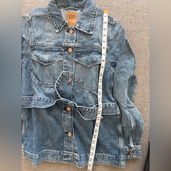 GAP Belted Tencel Blend Denim Jacket Small Tall Washwell NWT - Picture 6 of 13